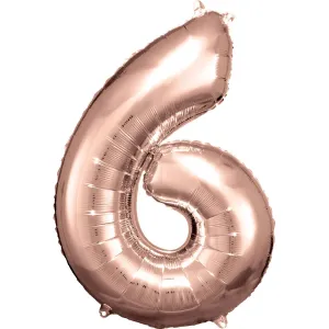 Amscan Balónik fóliový narodeninové číslo 6 ružovo-zlatý 86 cm #1564509