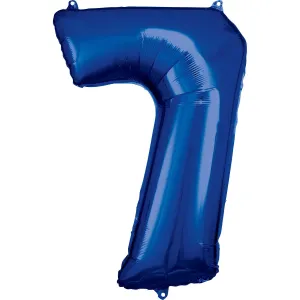 Amscan Balónik fóliový narodeninové číslo 7 modrý 86 cm #5715582