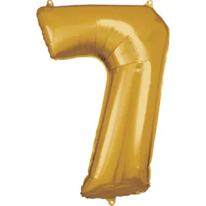 Amscan Balónik fóliový narodeninové číslo 7 zlatý 86cm #1563587