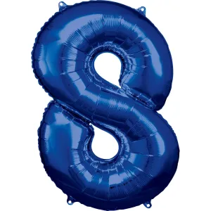 Amscan Balónik fóliový narodeninové číslo 8 modrý 86 cm #5715580