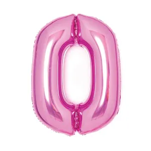 Amscan Fóliový balón narodeninové číslo 0 ružový 66cm #5716648
