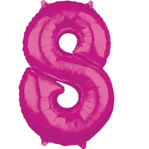 Amscan Fóliový balón narodeninové číslo 8 ružový 66cm #5715924