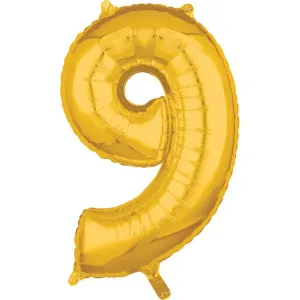 Amscan Fóliový balón narodeninové číslo 9 zlatý 66cm #5715913