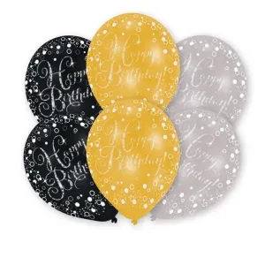 Amscan Latexové balóniky čierne/zlaté/strieborné 6 ks #6643656