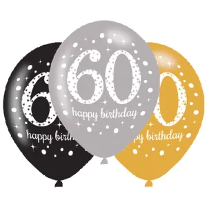 Amscan Latexové balóny narodeninové číslo 60 - 6 ks #1565307