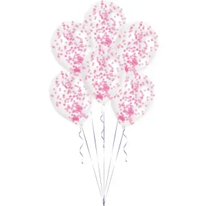 Amscan Latexové balóny s konfetami ružové 6 ks