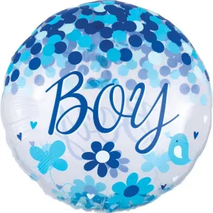 Balónik fóliový Jumbo s konfetami Baby Boy