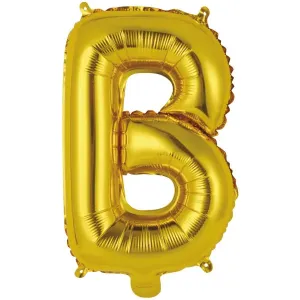 Balónik fóliový mini písmeno B zlaté 34 cm