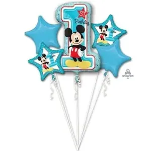 Balóniková sada - Mickey Mouse - 1. Narodeniny - 5 ks fóliových balónikov