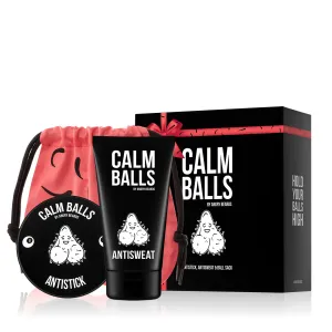 Angry Beards Calm Balls darčeková kazeta lubrikant Antistick 150 ml + dezodorant na intímne partie Antisweat 150 ml + ružové vrecúško pre mužov