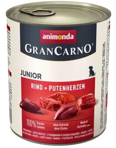 Animonda GRANCARNO® dog junior hovädzie a morčacie srdiečka 6 x 800g konzerva
