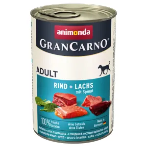 Výhodné balenie Animonda GranCarno Original 12 x 400 g - hovädzie a losos so špenátom