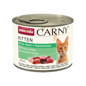Animonda CARNY® cat Kitten hovädzie, kuracie mäso a králik konzervy pre mačiatka 12x200g