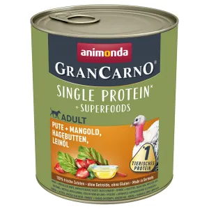 animonda GranCarno Adult Superfoods 6 x 800 g - morčacie + mangold, šípky, ľanový olej