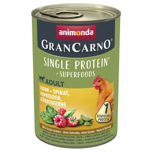 animonda GranCarno Adult Superfoods 24 x 400 g - kuracie + špenát, maliny, tekvicové semiačka