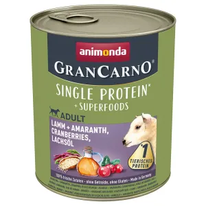 animonda GranCarno Adult Superfoods 6 x 800 g - jahňacie + amarant, brusnice, lososový olej