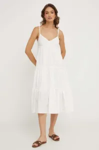 Bavlnené šaty Answear Lab biela farba, midi, áčkový strih #8740211