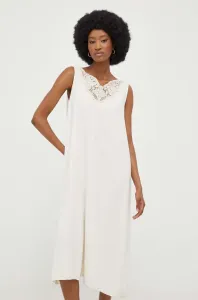 Bavlnené šaty Answear Lab biela farba, midi, oversize