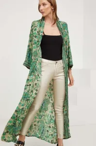 Hodvábne kimono Answear Lab zelená farba, vzorovaná