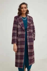 Kabát s prímesou vlny Answear Lab fialová farba, prechodný