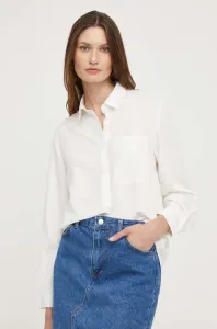 Košeľa Answear Lab dámska, biela farba, voľný strih, s klasickým golierom #8750166