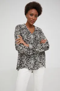 Košeľa Answear Lab dámska, čierna farba, voľný strih, s klasickým golierom #217929