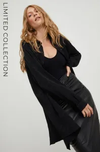 Košeľa Answear Lab dámska, čierna farba, voľný strih, s klasickým golierom #8202232