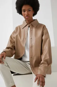 Košeľa Answear Lab dámska, hnedá farba, voľný strih, s klasickým golierom #8170869