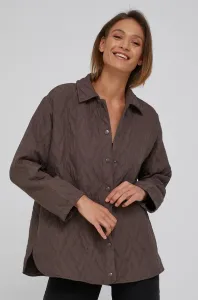 Košeľa Answear Lab dámska, hnedá farba, voľný strih, s klasickým golierom #209185