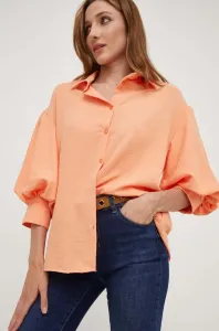 Košeľa Answear Lab dámska, oranžová farba, voľný strih, s klasickým golierom #8922016