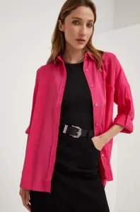 Košeľa Answear Lab dámska, ružová farba, voľný strih, s klasickým golierom #8746841