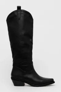 Kovbojské topánky Answear Lab dámske, čierna farba, na podpätku, jemne zateplené #292523