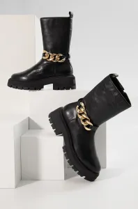 Kožené členkové topánky Answear Lab dámske, čierna farba, na platforme, #7398401