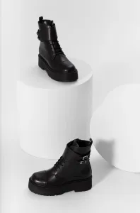 Kožené členkové topánky Answear Lab dámske, čierna farba, na platforme, #9284757