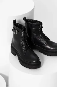 Kožené členkové topánky Answear Lab dámske, čierna farba, na platforme, #8137470