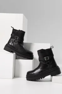 Kožené členkové topánky Answear Lab dámske, čierna farba, na platforme, #277094