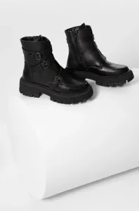 Kožené členkové topánky Answear Lab dámske, čierna farba, na plochom podpätku, #4887711