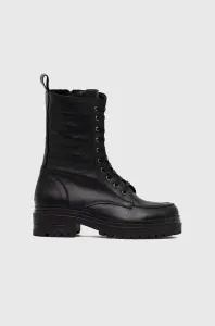 Kožené členkové topánky Answear Lab dámske, čierna farba, na plochom podpätku, zateplené #8497818