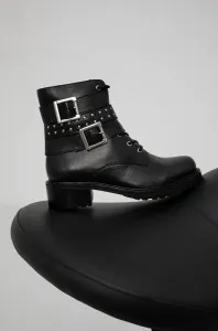 Kožené členkové topánky Answear Lab dámske, čierna farba, na podpätku #8368298