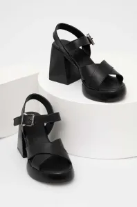 Kožené sandále Answear Lab X limitovaná kolekcia SISTERHOOD čierna farba
