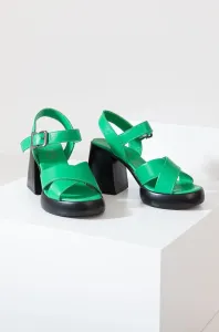 Kožené sandále Answear Lab zelená farba