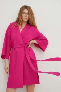 Ľanové šaty Answear Lab X limitovaná kolekcia SISTERHOOD ružová farba, mini, oversize