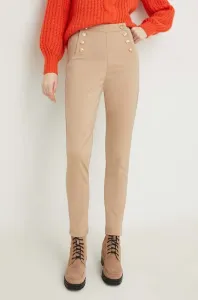 Nohavice Answear Lab dámske, béžová farba, priliehavé, vysoký pás