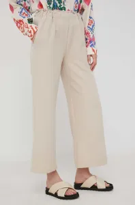 Nohavice Answear Lab dámske, béžová farba, široké, vysoký pás #225035
