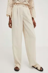 Nohavice Answear Lab dámske, béžová farba, široké, vysoký pás #8511676