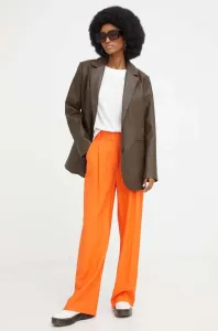 Nohavice Answear Lab dámske, oranžová farba, široké, vysoký pás