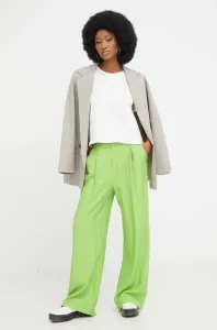 Nohavice Answear Lab dámske, zelená farba, rovné, vysoký pás #8659211