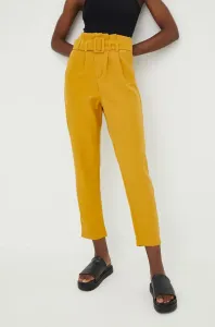Nohavice Answear Lab dámske, žltá farba, rovné, vysoký pás #245366