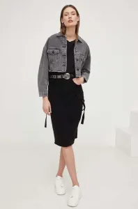 Rifľová bunda Answear Lab X limitovaná kolekcia NO SHAME dámska, šedá farba, prechodná, oversize