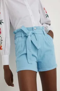 Rifľové krátke nohavice Answear Lab dámske, jednofarebné, vysoký pás #8495781